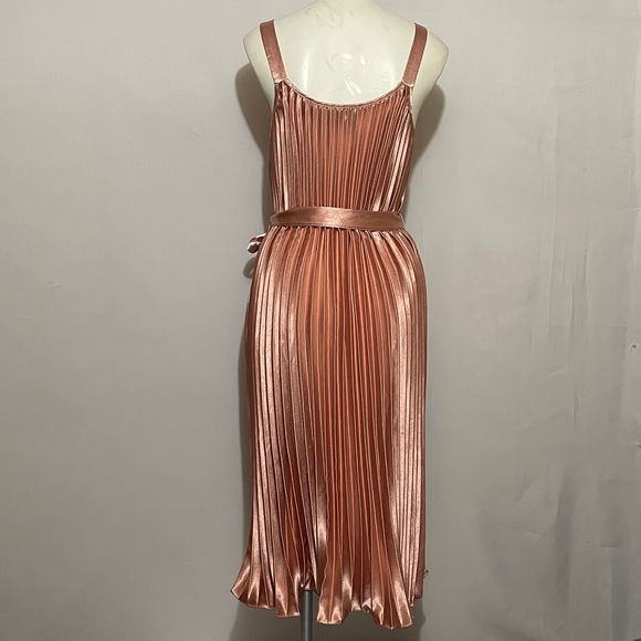 Vici Rose Gold Pleated Midi Dress Sz Small - Picture 3 of 7